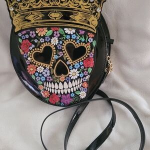 Betsey Johnson Sugar Skull Queen Kitsch Crossbody Bag